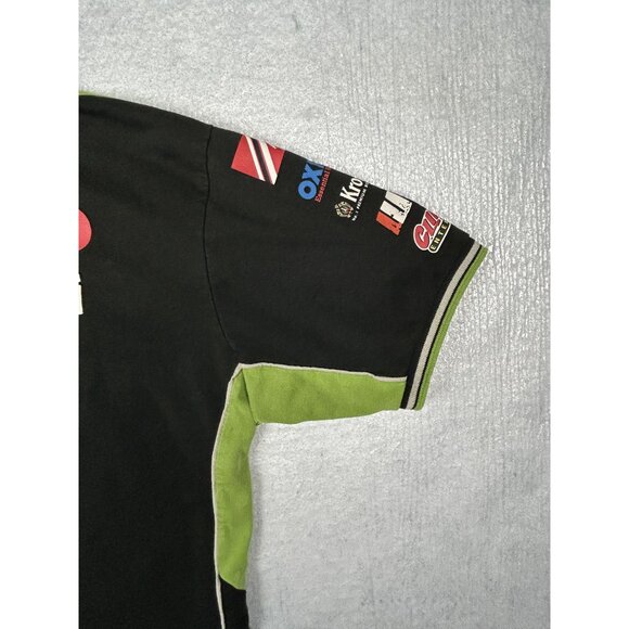 Kawasaki Quattro Plant Official Polo Shirt Men L Racing Motorcycle Black Green - Picture 7 of 13